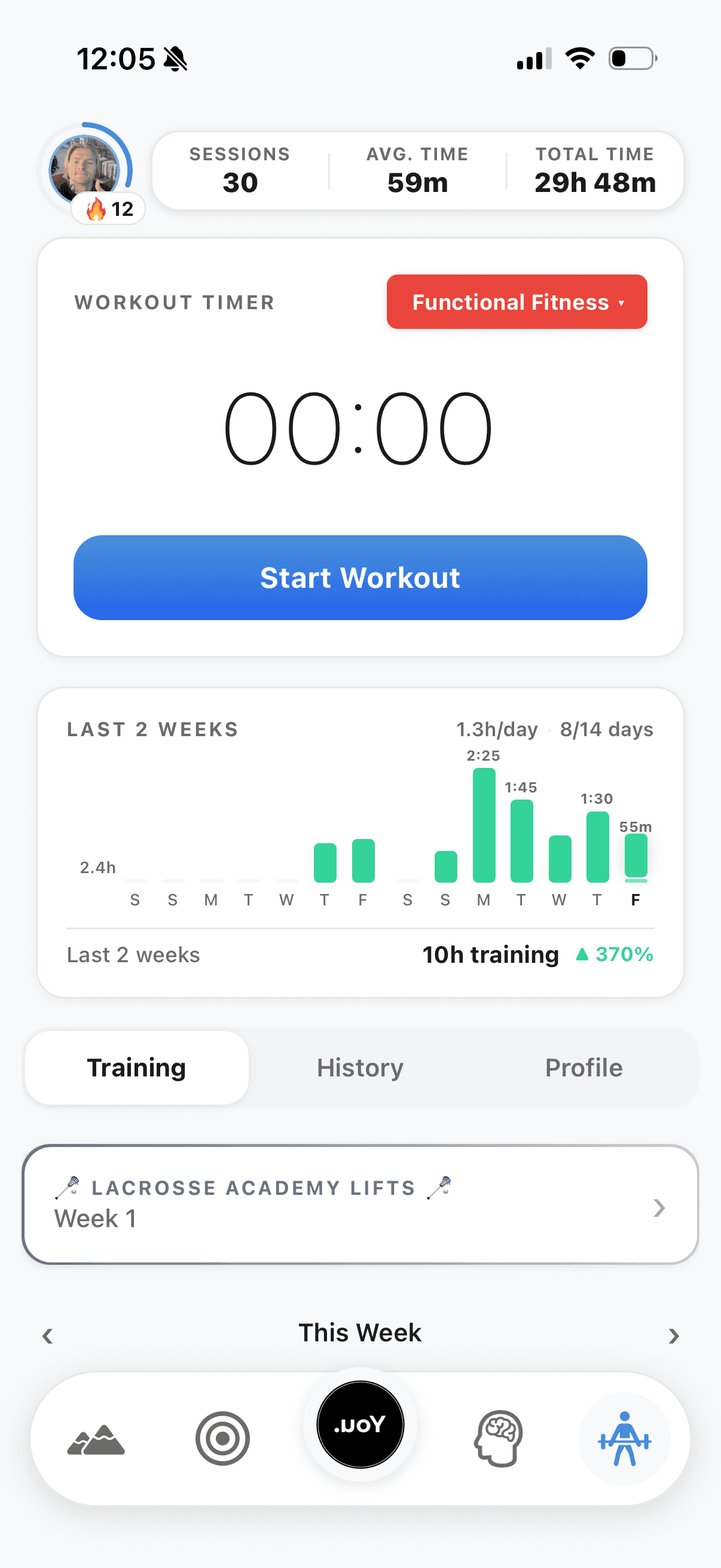 Training — workout timer and stats
