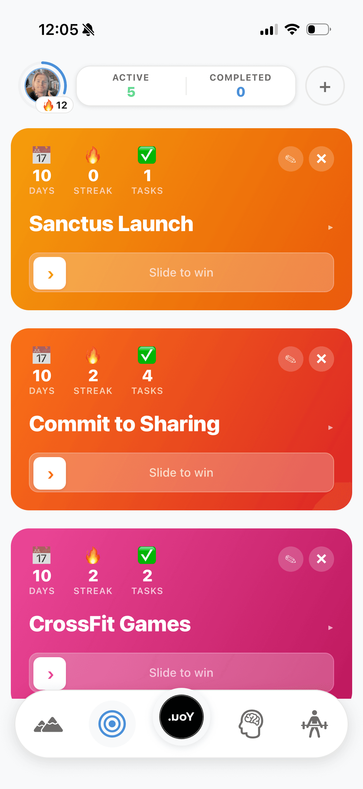 Goals — gradient progress tiles