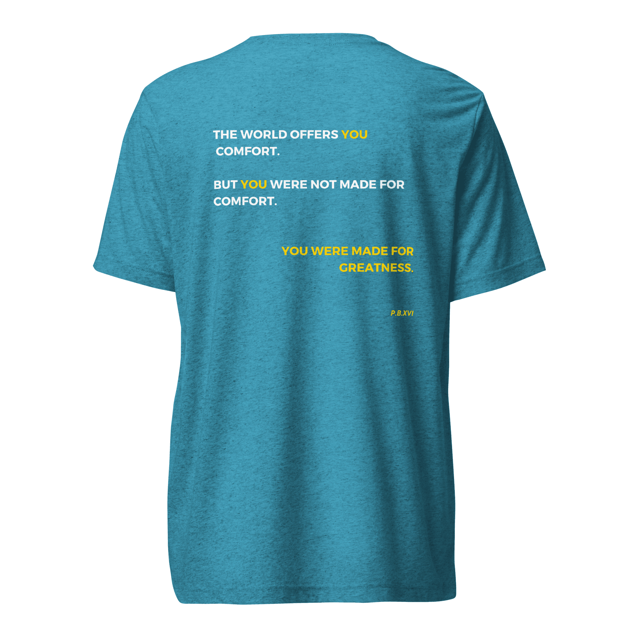 Made For Greatness Tee — Aqua, back