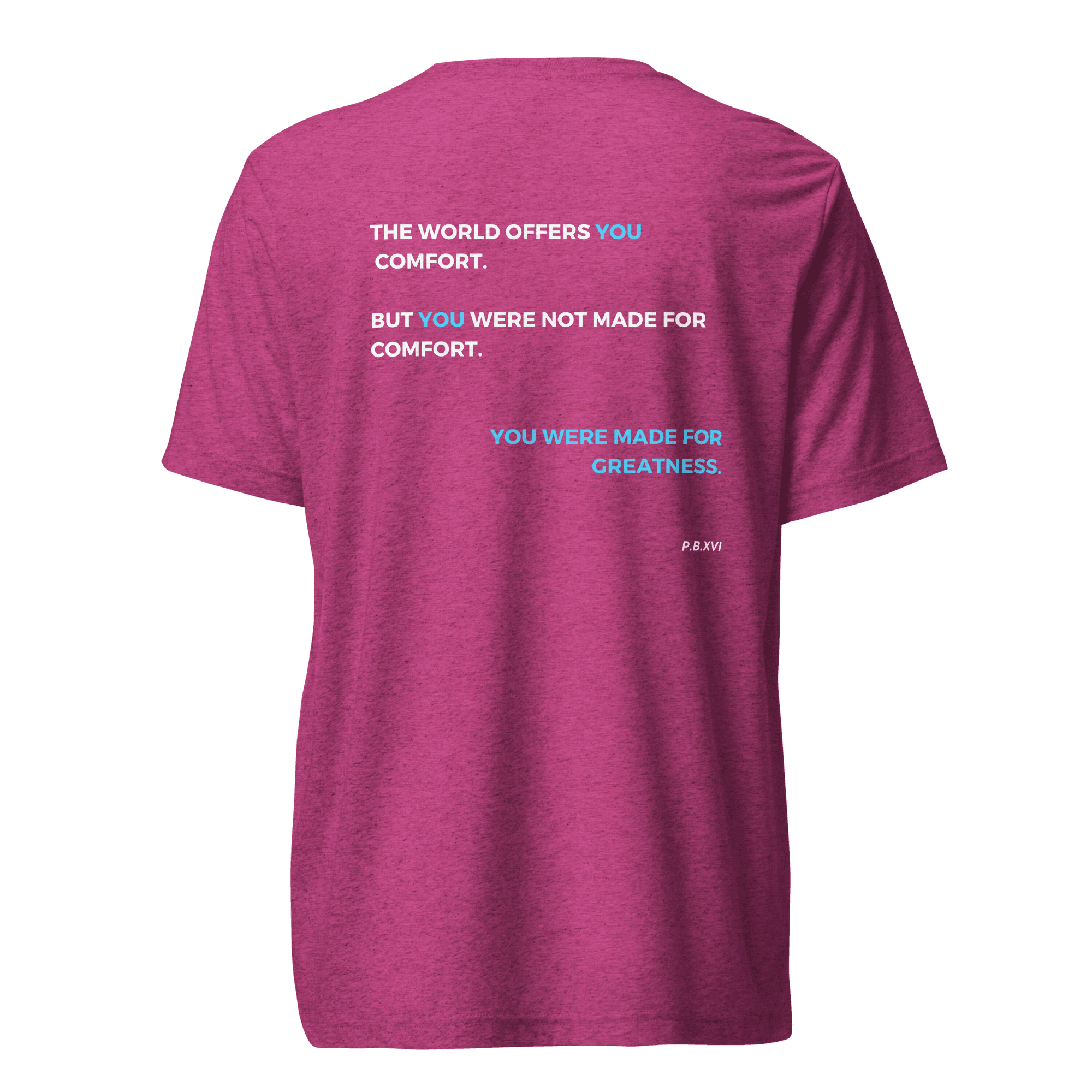 Made For Greatness Tee — Berry, back