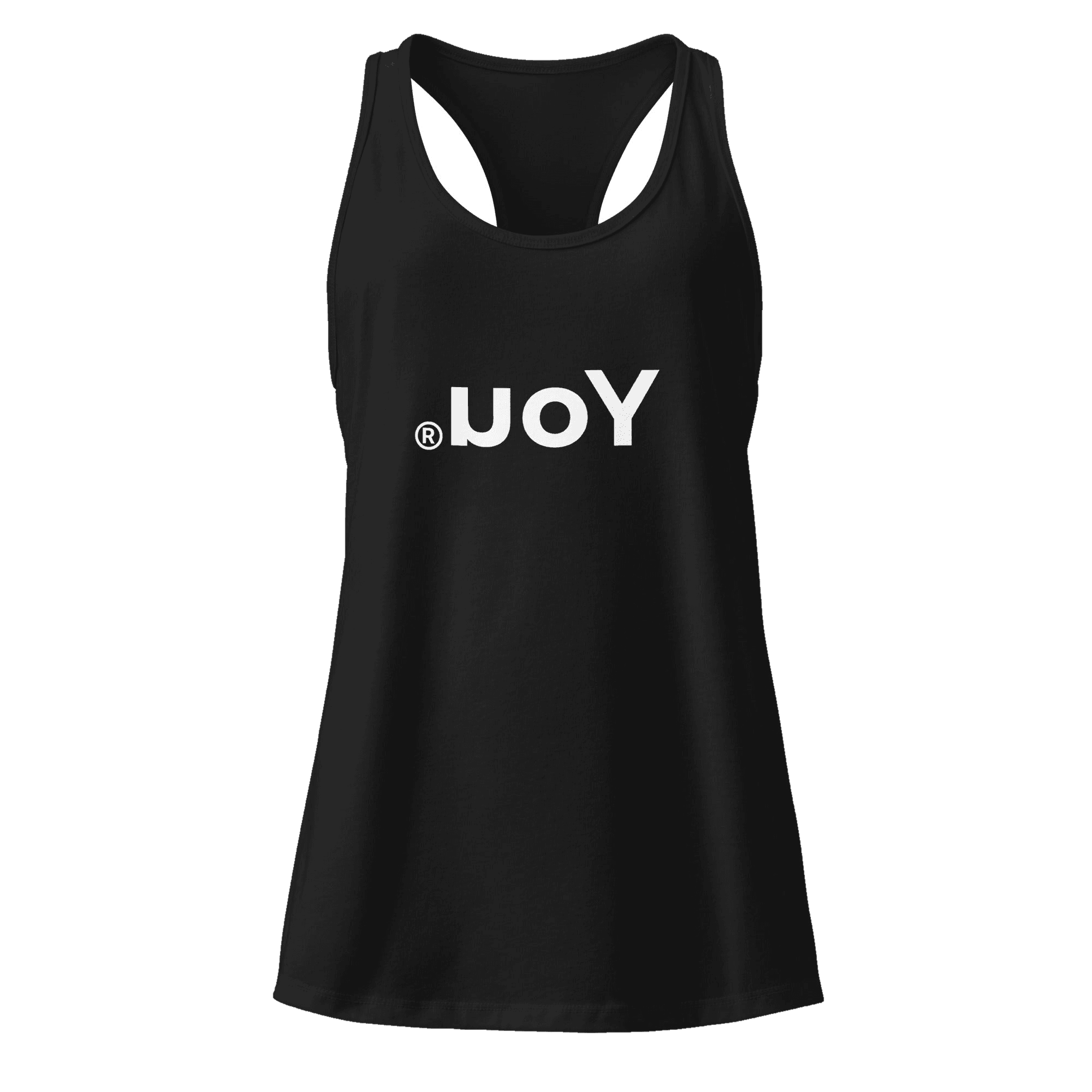 Racerback Tank — Black, front