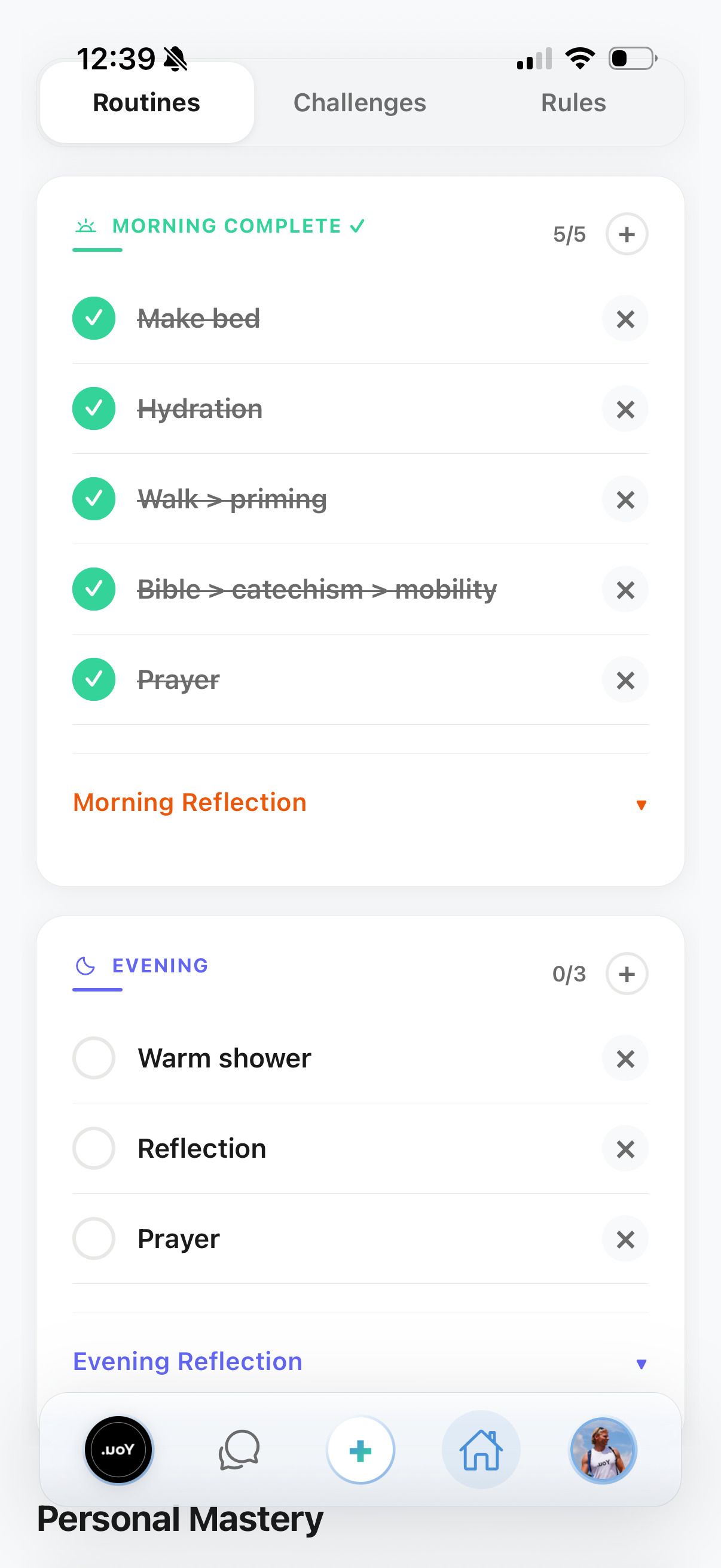 Morning and evening routine checklists